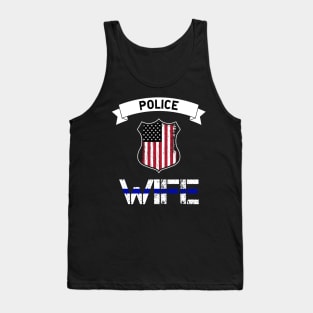 Police Wife - American Flag - Thin Blue Line Tank Top